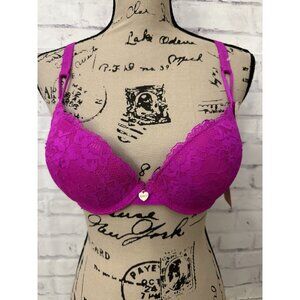 Juicy Couture Intimates Sexy Push Up Underwire Bra‎ Venus Pink Lace Size 36C New